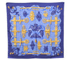 Authentic HERMES Carre 90 Scarf "FERRONNERIE" Silk Blue Box 2197E