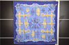 Authentic HERMES Carre 90 Scarf "FERRONNERIE" Silk Blue Box 2197E