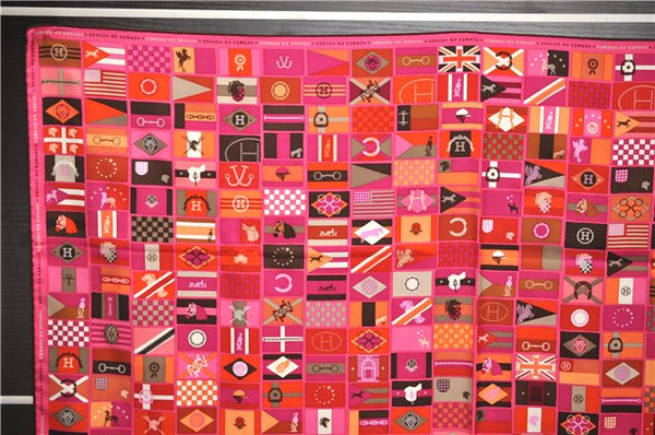 Authentic HERMES Carre 90 Scarf "HERMES EN VOYAGE" Silk Brown Pink Box 2198E