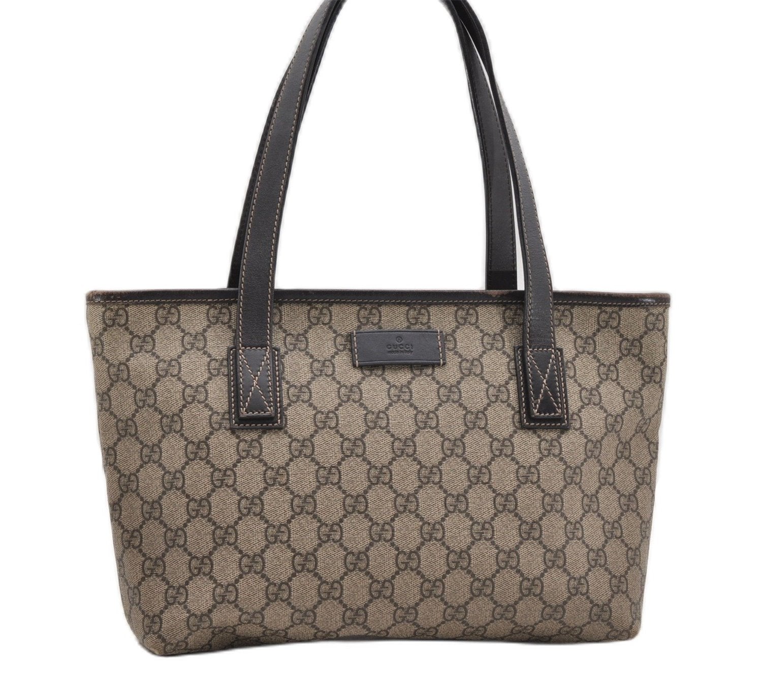 Authentic GUCCI Vintage Shoulder Tote Bag GG PVC Leather 211138 Brown 2198G