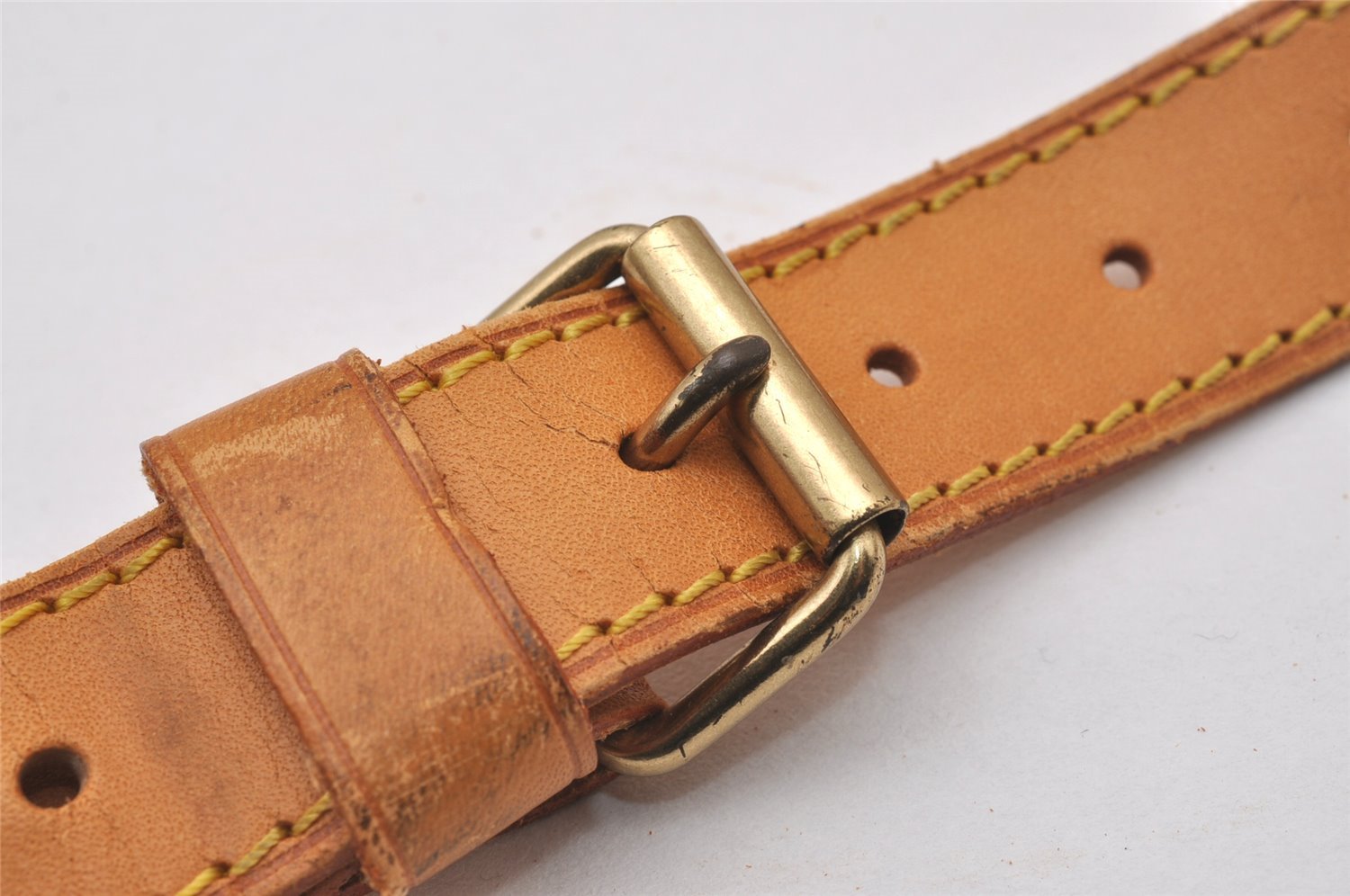 Authentic Louis Vuitton Leather Shoulder Strap Beige 35.4-42.5