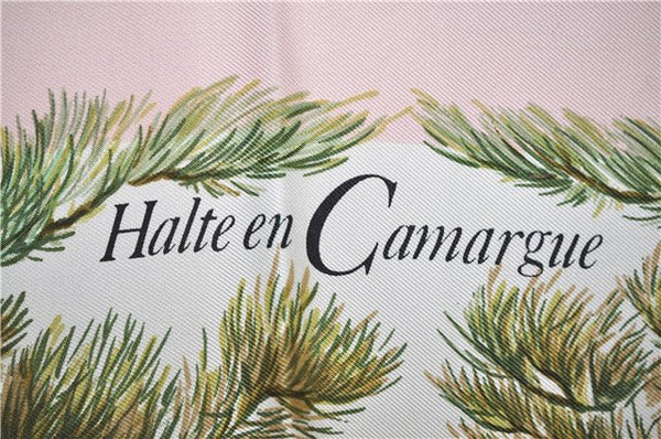 Authentic HERMES Carre 90 Scarf "Halte en Camargue" Silk Pink Box 2199E