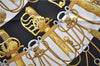 Authentic HERMES Carre 90 Scarf "Cliquetis" Silk Black Box 2200E