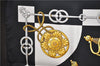 Authentic HERMES Carre 90 Scarf "Cliquetis" Silk Black Box 2200E