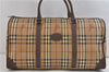 Authentic Burberrys Nova Check PVC Leather 2Way Travel Boston Bag Beige 2203D