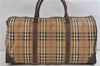 Authentic Burberrys Nova Check PVC Leather 2Way Travel Boston Bag Beige 2203D