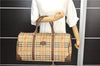 Authentic Burberrys Nova Check PVC Leather 2Way Travel Boston Bag Beige 2203D