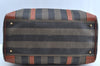 Authentic FENDI Pequin Pattern PVC Leather Travel Boston Bag Brown 2203H