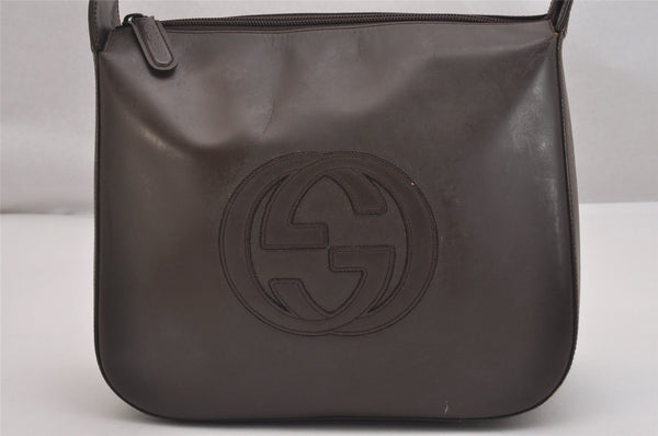 Authentic GUCCI Vintage Shoulder Hand Bag Purse Leather Brown Junk 2208I