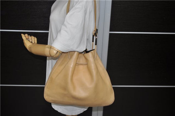 Authentic GUCCI Shoulder Hand Bag Leather 0013746 Beige 2210D