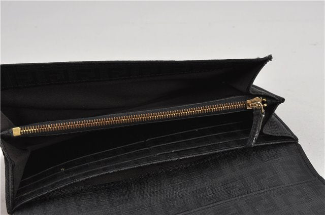 Authentic FENDI Zucchino Vintage Long Wallet Purse PVC Black 2213F