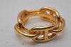 Authentic HERMES Scarf Ring Chaine d'Ancre Chain Design Gold Tone 2213I