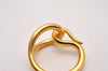 Authentic HERMES Scarf Ring Jumbo Circle Design Gold Tone Box 2215I