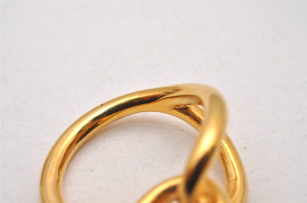 Authentic HERMES Scarf Ring Jumbo Circle Design Gold Tone Box 2215I