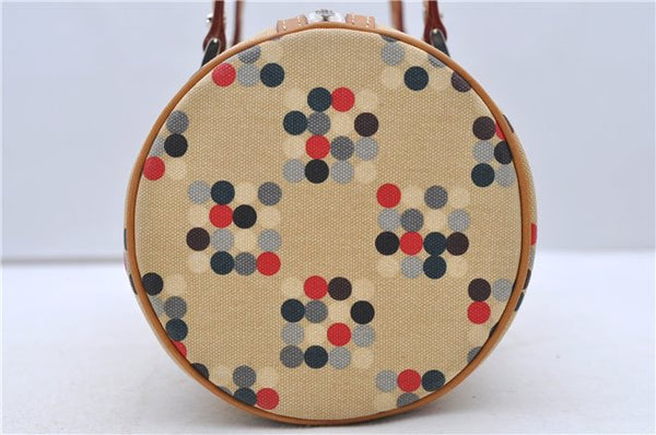 Authentic BURBERRY BLUE LABEL Dots Pattern Hand Bag Canvas Leather Beige 2225D