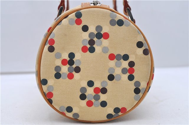 Authentic BURBERRY BLUE LABEL Dots Pattern Hand Bag Canvas Leather Beige 2225D