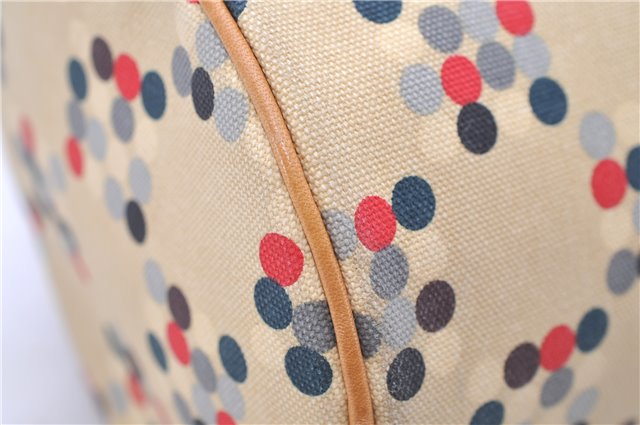 Authentic BURBERRY BLUE LABEL Dots Pattern Hand Bag Canvas Leather Beige 2225D