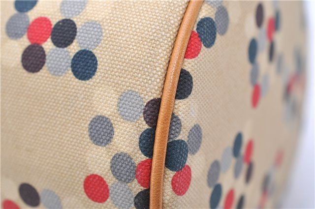 Authentic BURBERRY BLUE LABEL Dots Pattern Hand Bag Canvas Leather Beige 2225D