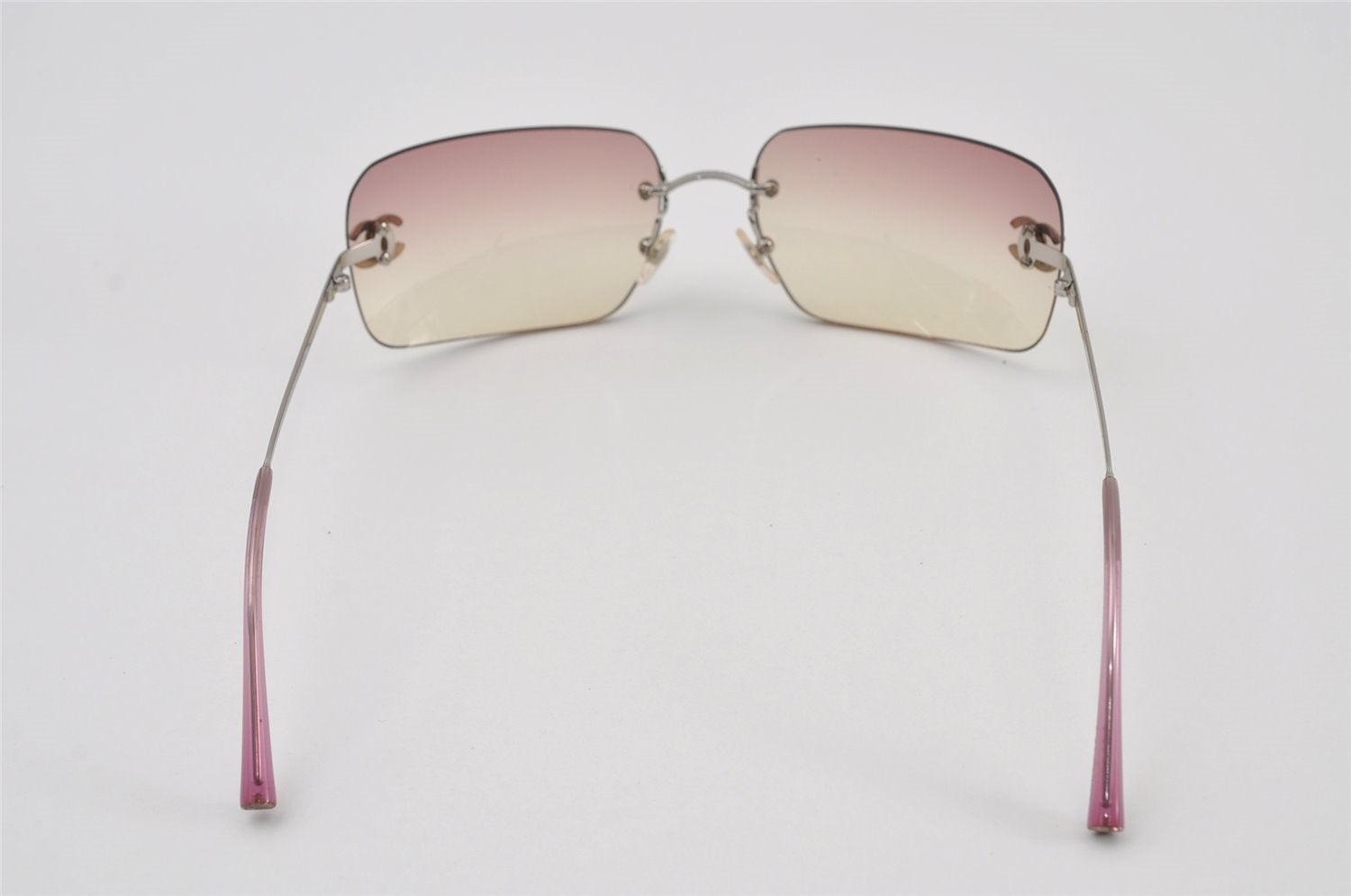 Authentic CHANEL Sunglasses Rhinestone CoCo Mark Titanium 4017-D Pink 2226I