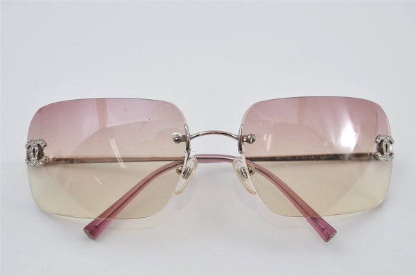 Authentic CHANEL Sunglasses Rhinestone CoCo Mark Titanium 4017-D Pink 2226I