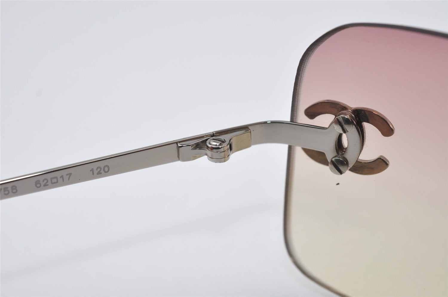 Authentic CHANEL Sunglasses Rhinestone CoCo Mark Titanium 4017-D Pink 2226I