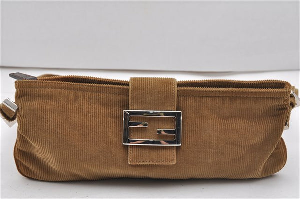 Authentic FENDI Vintage Shoulder Cross Body Bag Purse Corduroy Brown 2227G