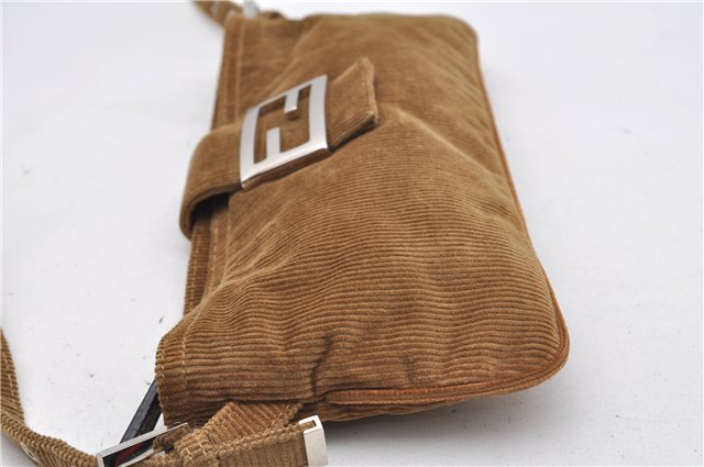 Authentic FENDI Vintage Shoulder Cross Body Bag Purse Corduroy Brown 2227G
