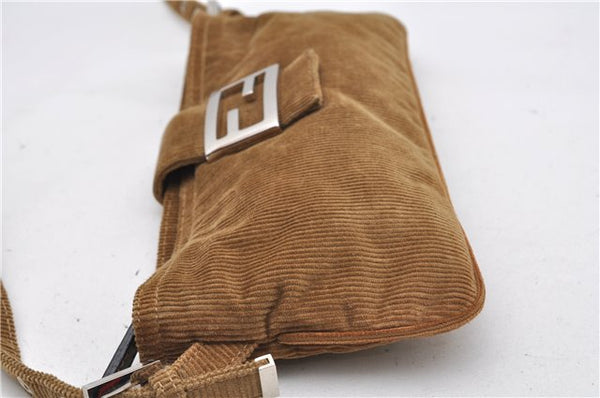 Authentic FENDI Vintage Shoulder Cross Body Bag Purse Corduroy Brown 2227G