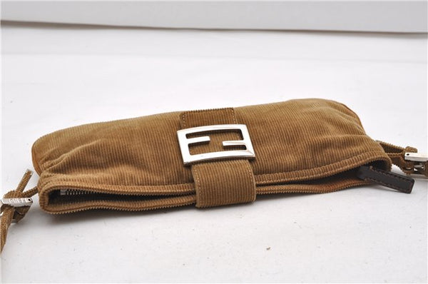Authentic FENDI Vintage Shoulder Cross Body Bag Purse Corduroy Brown 2227G