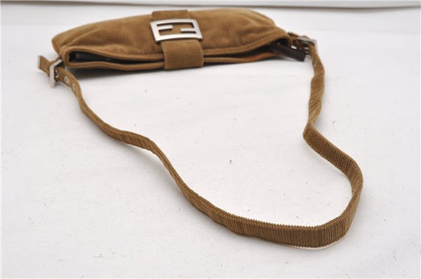 Authentic FENDI Vintage Shoulder Cross Body Bag Purse Corduroy Brown 2227G