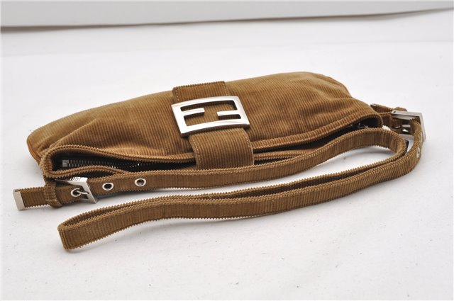 Authentic FENDI Vintage Shoulder Cross Body Bag Purse Corduroy Brown 2227G