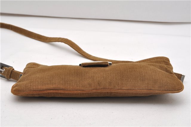 Authentic FENDI Vintage Shoulder Cross Body Bag Purse Corduroy Brown 2227G