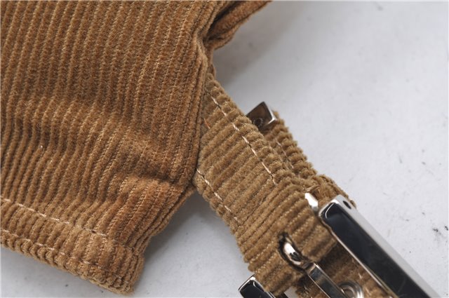 Authentic FENDI Vintage Shoulder Cross Body Bag Purse Corduroy Brown 2227G