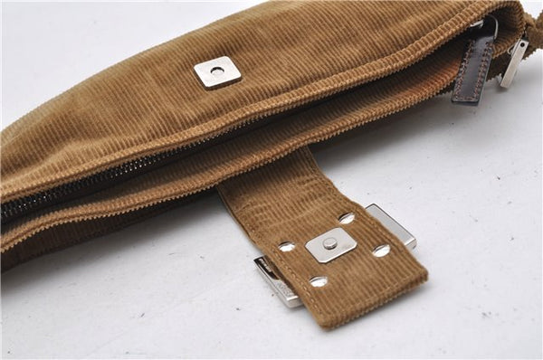 Authentic FENDI Vintage Shoulder Cross Body Bag Purse Corduroy Brown 2227G