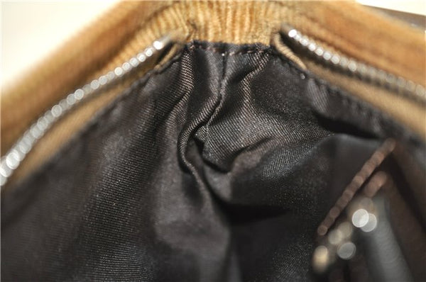 Authentic FENDI Vintage Shoulder Cross Body Bag Purse Corduroy Brown 2227G