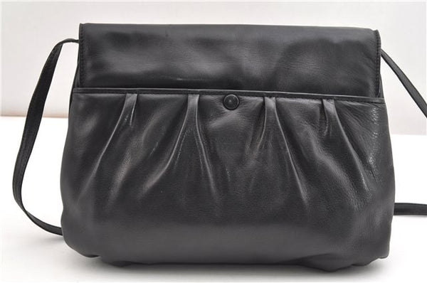Authentic CELINE Vintage Horse Carriage Shoulder Bag Purse Leather Black 2228G