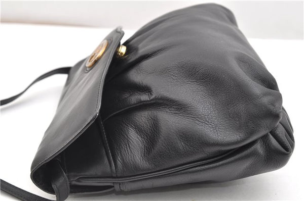 Authentic CELINE Vintage Horse Carriage Shoulder Bag Purse Leather Black 2228G