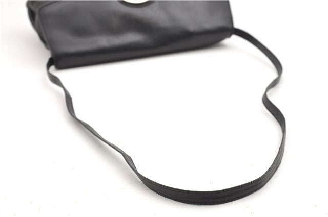 Authentic CELINE Vintage Horse Carriage Shoulder Bag Purse Leather Black 2228G