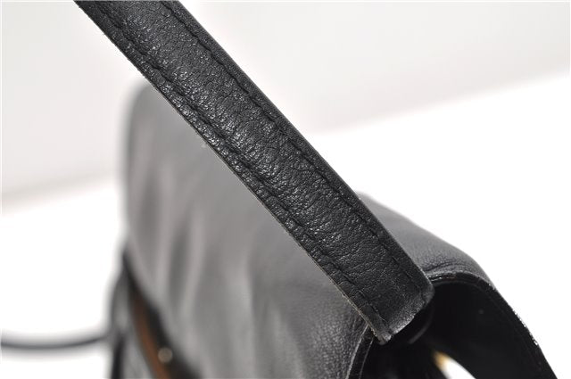 Authentic CELINE Vintage Horse Carriage Shoulder Bag Purse Leather Black 2228G