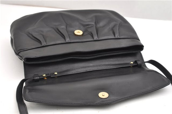 Authentic CELINE Vintage Horse Carriage Shoulder Bag Purse Leather Black 2228G