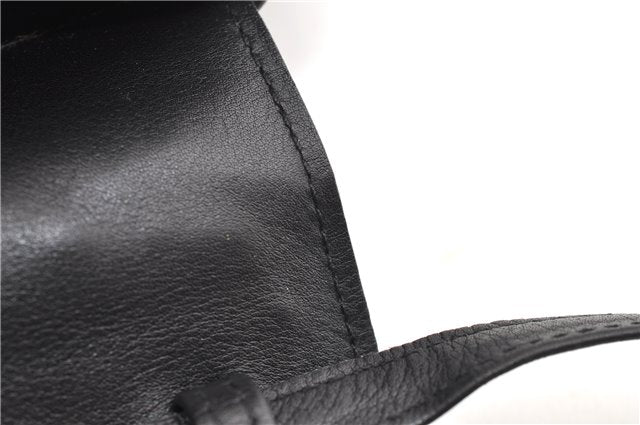 Authentic CELINE Vintage Horse Carriage Shoulder Bag Purse Leather Black 2228G
