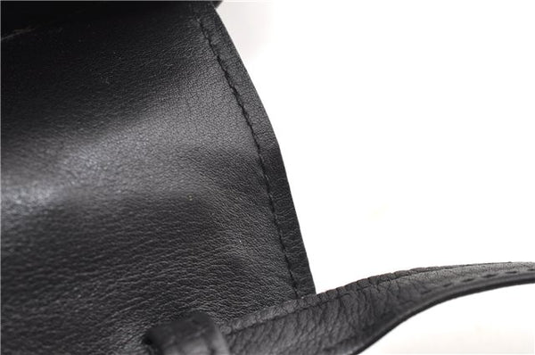 Authentic CELINE Vintage Horse Carriage Shoulder Bag Purse Leather Black 2228G