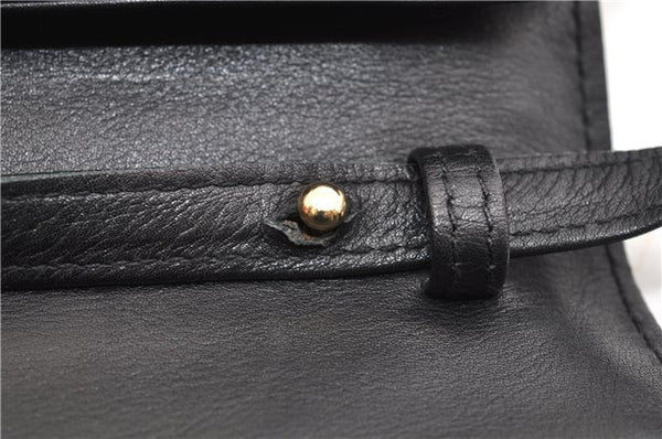 Authentic CELINE Vintage Horse Carriage Shoulder Bag Purse Leather Black 2228G