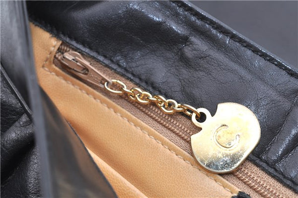 Authentic CELINE Vintage Horse Carriage Shoulder Bag Purse Leather Black 2228G