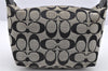 Authentic COACH Signature Hand Bag Pouch Purse Canvas Leather Black 2228I