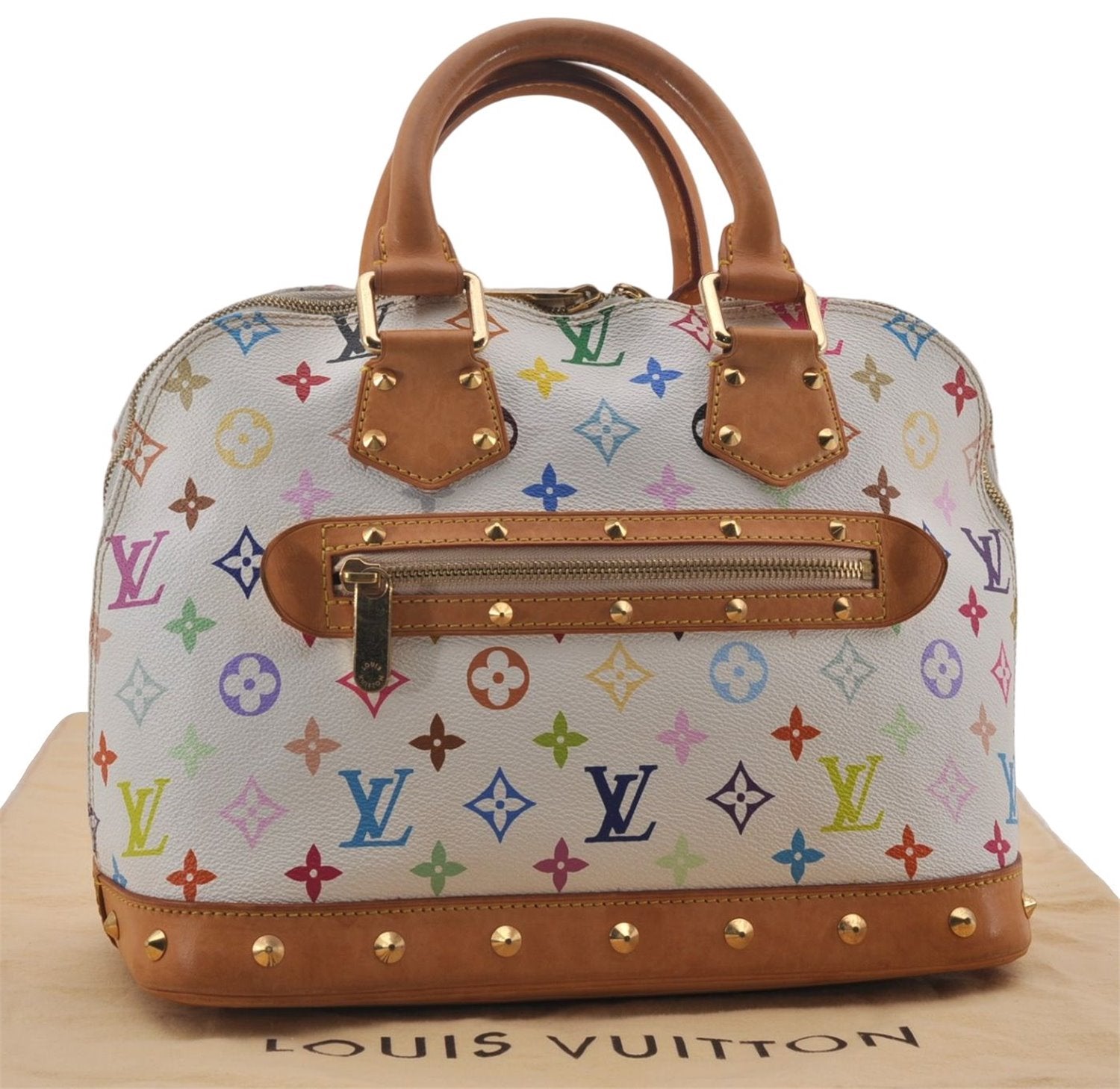 Auth Louis Vuitton Monogram Multicolor Alma PM Hand Bag White M92647 LV 2229E