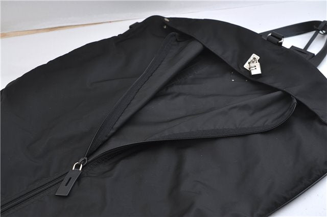 Authentic PRADA Nylon Vintage Tessuto Leather Garment Cover Black 2230F