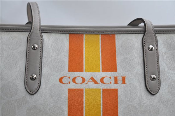 Authentic COACH Signature Shoulder Tote Bag PVC Leather White 2231F