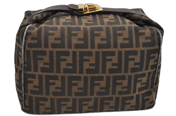 Authentic FENDI Zucca Vintage Hand Bag Purse Canvas Leather Brown Junk 2234I