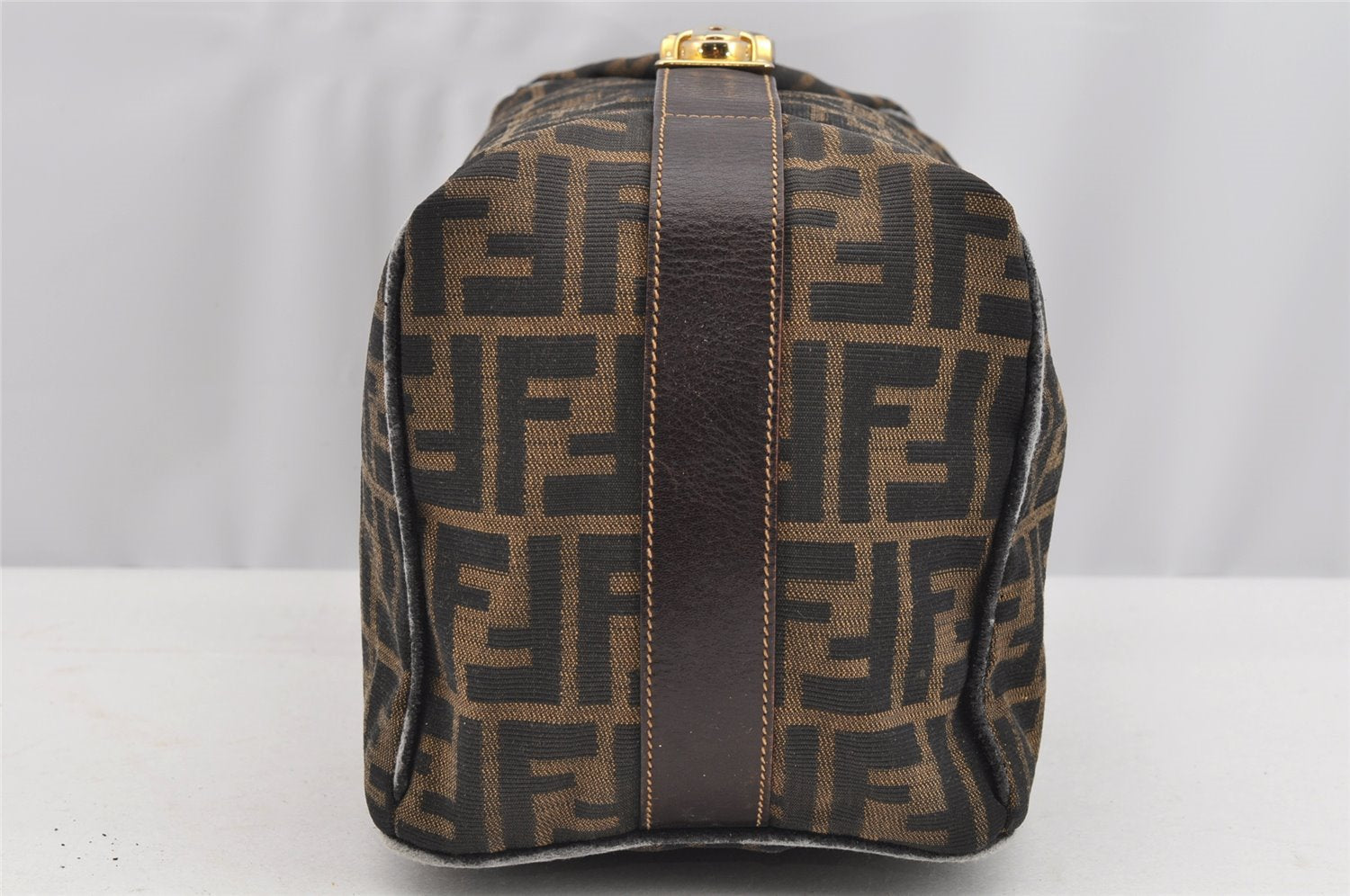 Authentic FENDI Zucca Vintage Hand Bag Purse Canvas Leather Brown Junk 2234I